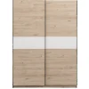 Leen Bakker Schuifdeurkast Genua - eikenkleur/wit - 204x150x60 cm