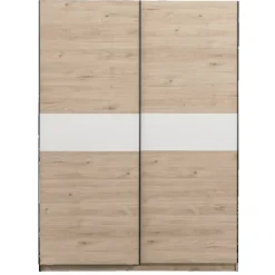 Leen Bakker Schuifdeurkast Genua - eikenkleur/wit - 204x150x60 cm