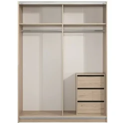 Leen Bakker Schuifdeurkast Genua - eikenkleur/wit - 204x150x60 cm