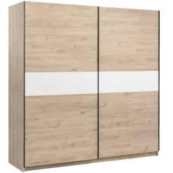Leen Bakker Schuifdeurkast Genua - eikenkleur/wit - 204x200x60 cm