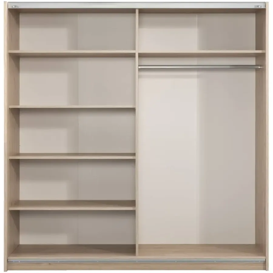 Leen Bakker Schuifdeurkast Genua - eikenkleur/wit - 204x200x60 cm