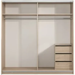 Leen Bakker Schuifdeurkast Genua - eikenkleur/wit - 204x200x60 cm