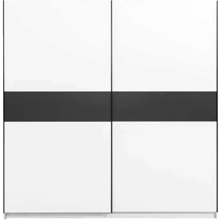 Leen Bakker Schuifdeurkast Genua - wit/antraciet - 204x200x60 cm