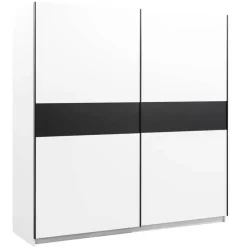 Leen Bakker Schuifdeurkast Genua - wit/antraciet - 204x200x60 cm