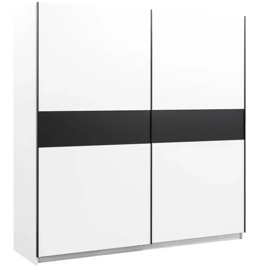 Leen Bakker Schuifdeurkast Genua - wit/antraciet - 204x200x60 cm