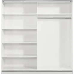 Leen Bakker Schuifdeurkast Genua - wit/antraciet - 204x200x60 cm