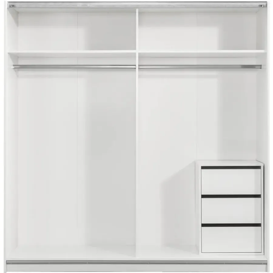 Leen Bakker Schuifdeurkast Genua - wit/antraciet - 204x200x60 cm
