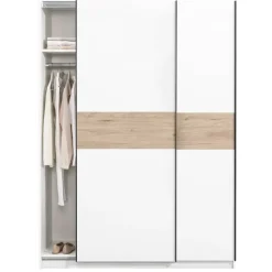 Leen Bakker Schuifdeurkast Genua - wit/eikenkleur - 204x150x60 cm