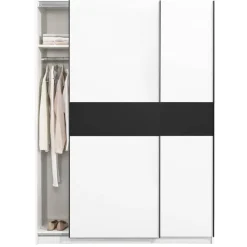 Leen Bakker Schuifdeurkast Genua - wit/antraciet - 204x150x60 cm