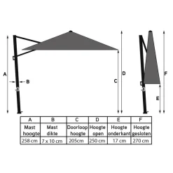 Parasols-4-Seasons Outdoor 4-Seasons Hacienda zweefparasol 300 x 400 cm. - Woodlook/Sand