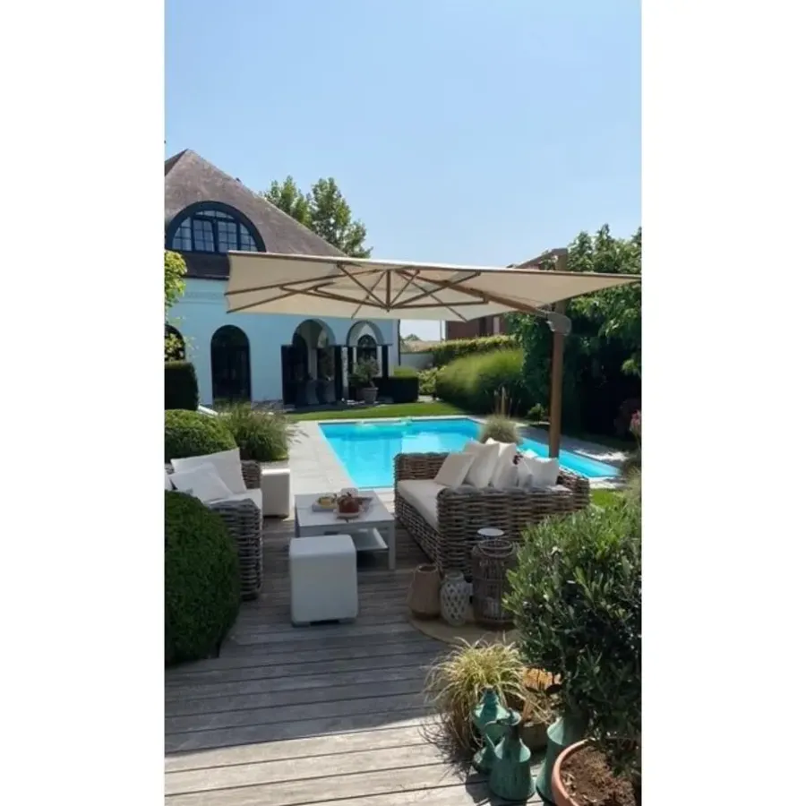 Parasols-4-Seasons Outdoor 4-Seasons Hacienda zweefparasol 300 x 400 cm. - Woodlook/Sand