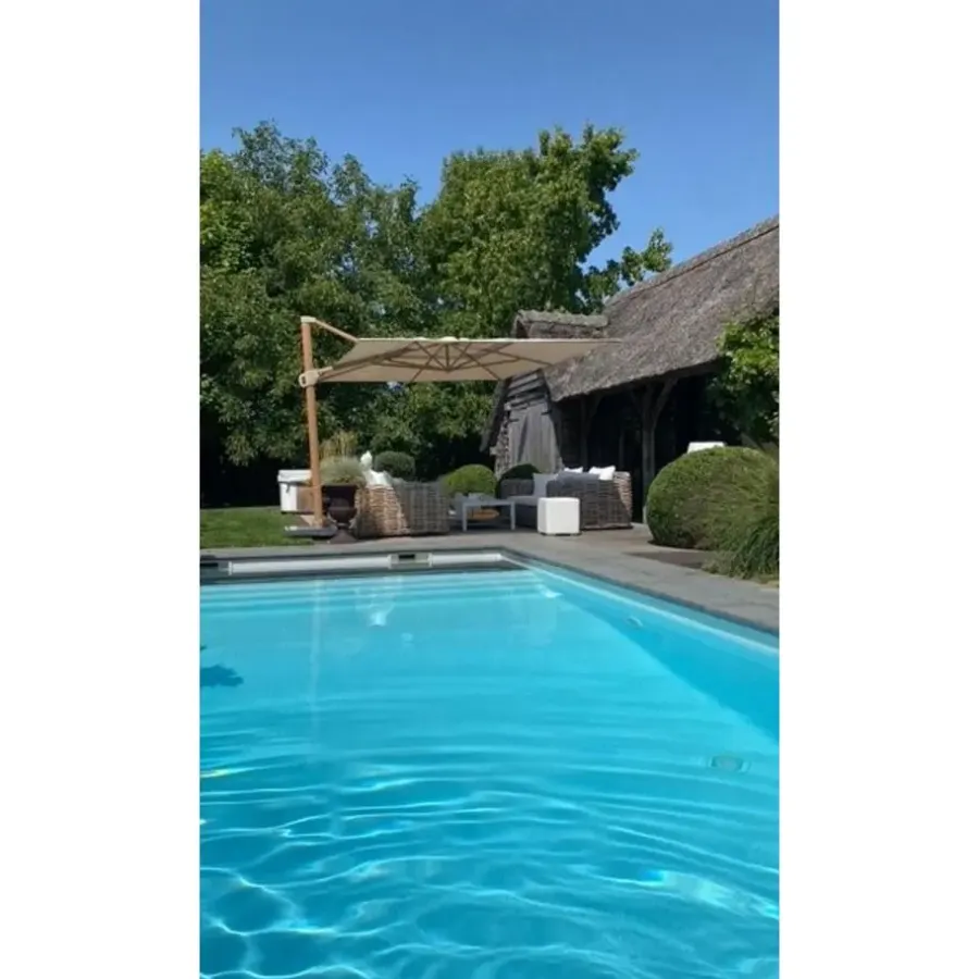Parasols-4-Seasons Outdoor 4-Seasons Hacienda zweefparasol 300 x 400 cm. - Woodlook/Sand