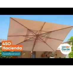 Parasols-4-Seasons Outdoor 4-Seasons Hacienda zweefparasol 300 x 400 cm. - Woodlook/Sand