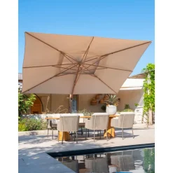 Parasols-4-Seasons Outdoor 4-Seasons Hacienda zweefparasol 300 x 400 cm. - Woodlook/Sand