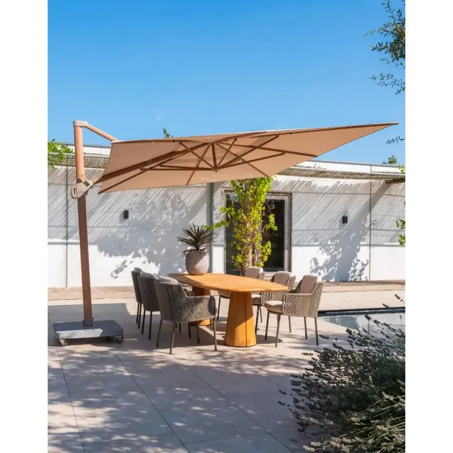 Parasols-4-Seasons Outdoor 4-Seasons Hacienda zweefparasol 300 x 400 cm. - Woodlook/Sand