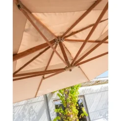 Parasols-4-Seasons Outdoor 4-Seasons Hacienda zweefparasol 300 x 400 cm. - Woodlook/Sand