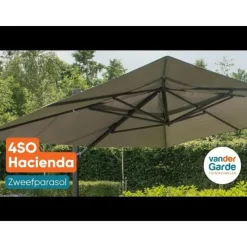 Parasols-4-Seasons Outdoor 4-Seasons Hacienda zweefparasol 300 x 400 cm. - Woodlook/Sand