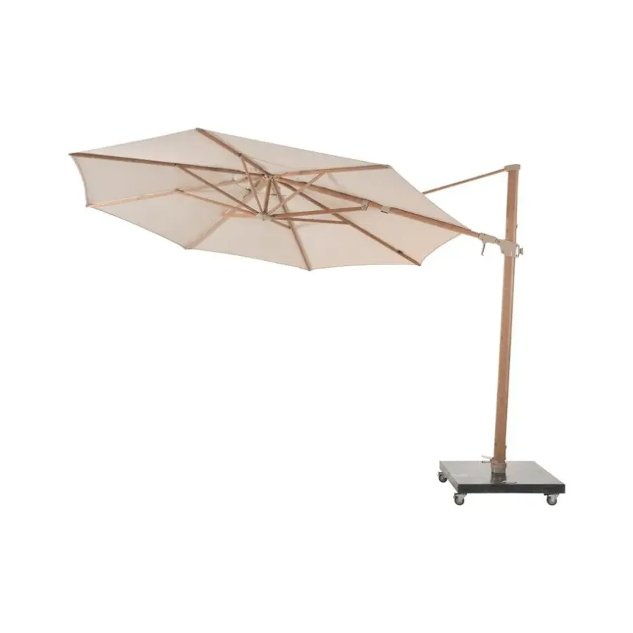 Parasols-4-Seasons Outdoor 4-Seasons Siesta Premium - zweefparasol 350 cm. - Woodlook/Sand