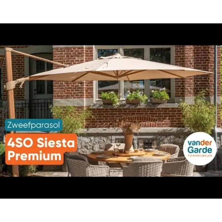 Parasols-4-Seasons Outdoor 4-Seasons Siesta Premium - zweefparasol 350 cm. - Woodlook/Sand