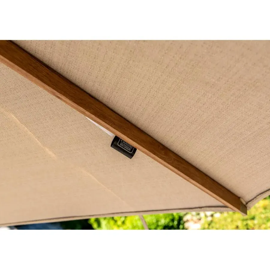 Parasols-4-Seasons Outdoor 4-Seasons Siesta Premium - zweefparasol 350 cm. - Woodlook/Sand