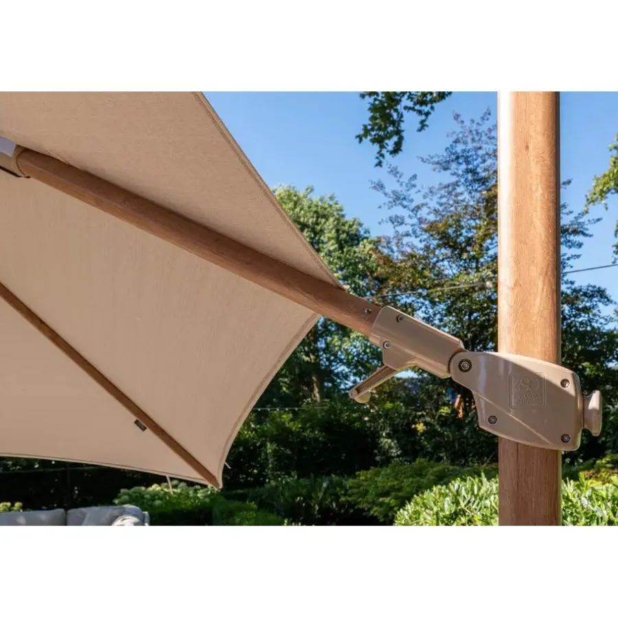Parasols-4-Seasons Outdoor 4-Seasons Siesta Premium - zweefparasol 350 cm. - Woodlook/Sand