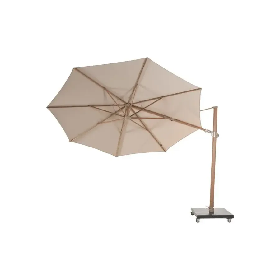 Parasols-4-Seasons Outdoor 4-Seasons Siesta Premium - zweefparasol 350 cm. - Woodlook/Sand