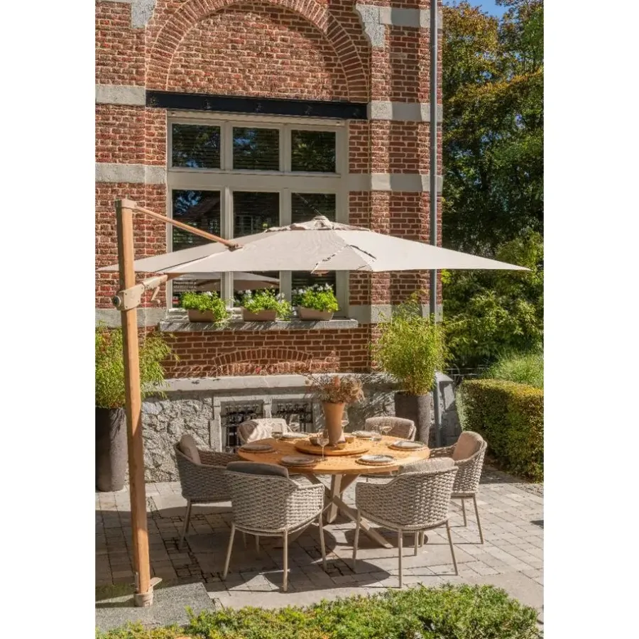 Parasols-4-Seasons Outdoor 4-Seasons Siesta Premium - zweefparasol 350 cm. - Woodlook/Sand