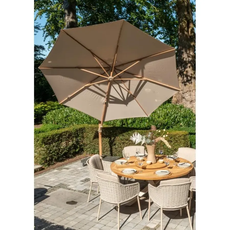 Parasols-4-Seasons Outdoor 4-Seasons Siesta Premium - zweefparasol 350 cm. - Woodlook/Sand