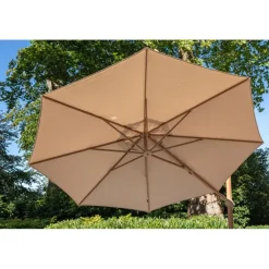 Parasols-4-Seasons Outdoor 4-Seasons Siesta Premium - zweefparasol 350 cm. - Woodlook/Sand