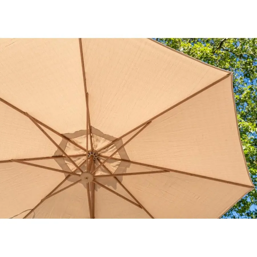 Parasols-4-Seasons Outdoor 4-Seasons Siesta Premium - zweefparasol 350 cm. - Woodlook/Sand
