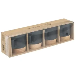 Secret de Gourmet Koffiekopjes - 4x - zwart - 120 ml - aardewerk