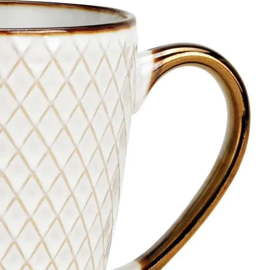 Secret de Gourmet Koffiemok Marbella - 1x - Keramiek - wit/goud