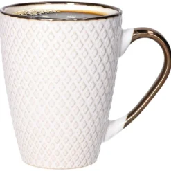 Kopjes, Mokken En Bekers-Secret de Gourmet Koffiemok Harlekijn - 1x - Keramiek - wit/goud