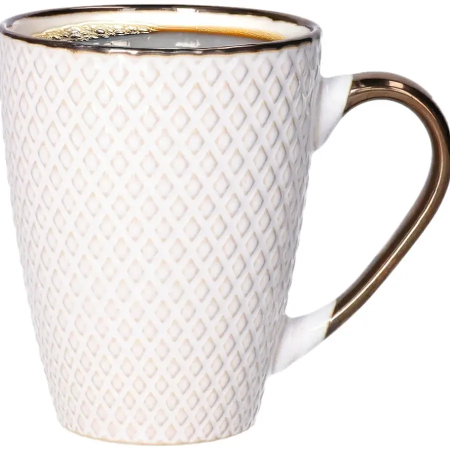 Kopjes, Mokken En Bekers-Secret de Gourmet Koffiemok Harlekijn - 1x - Keramiek - wit/goud