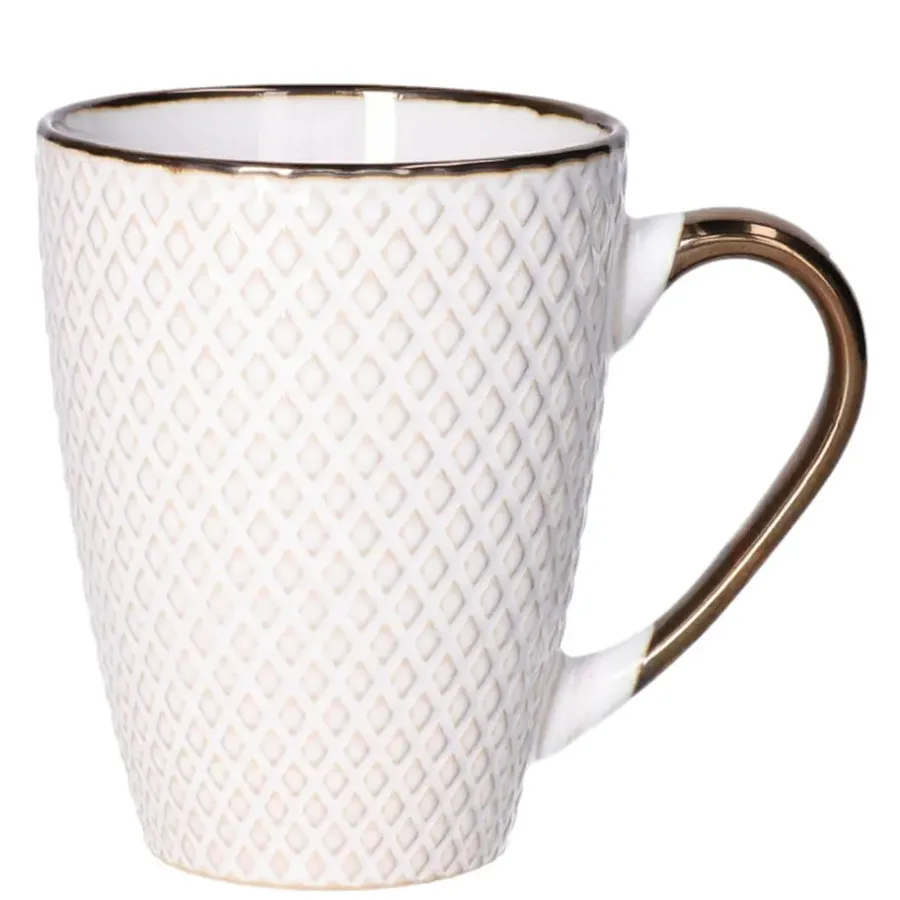 Kopjes, Mokken En Bekers-Secret de Gourmet Koffiemok Harlekijn - 1x - Keramiek - wit/goud