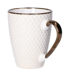 Kopjes, Mokken En Bekers-Secret de Gourmet Koffiemok Harlekijn - 1x - Keramiek - wit/goud