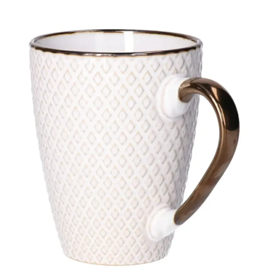 Kopjes, Mokken En Bekers-Secret de Gourmet Koffiemok Harlekijn - 1x - Keramiek - wit/goud