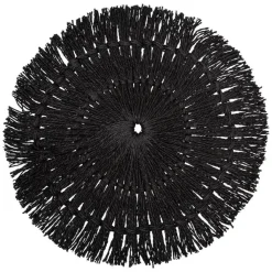 Secret de Gourmet Placemat - raffia zwart - rond - 38 cm
