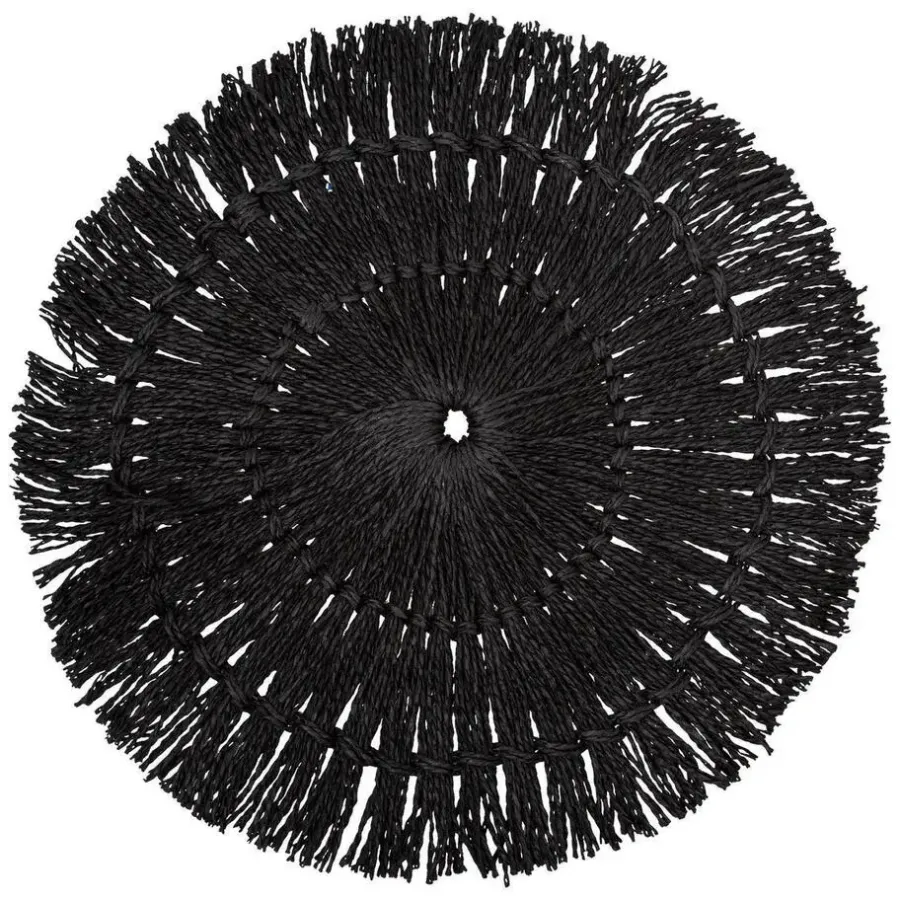 Secret de Gourmet Placemat - raffia zwart - rond - 38 cm