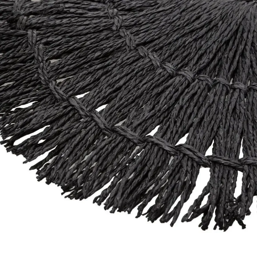 Secret de Gourmet Placemat - raffia zwart - rond - 38 cm