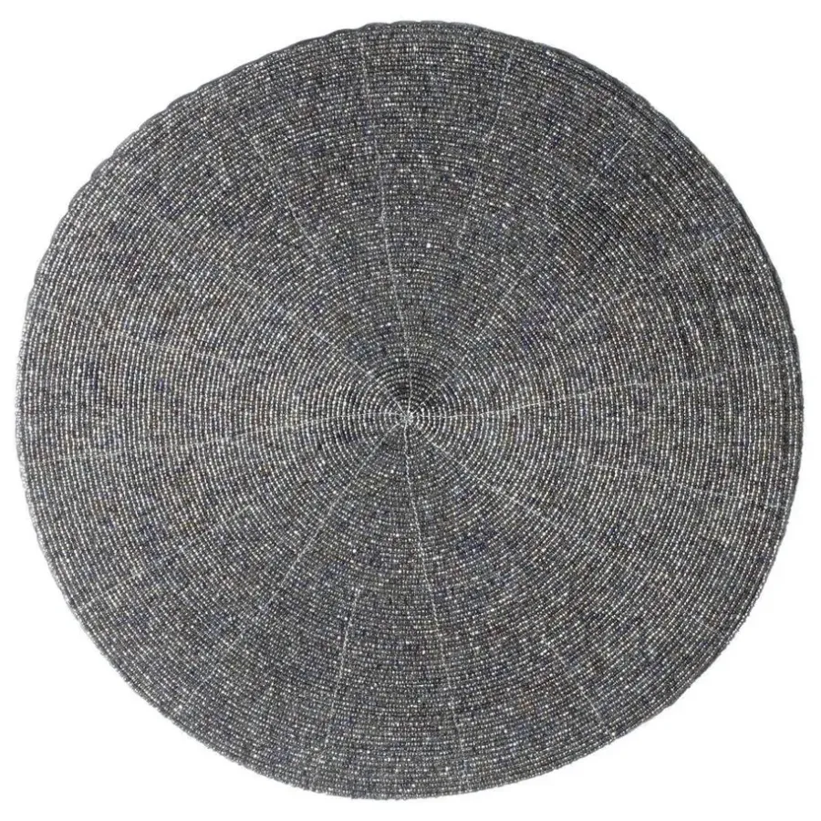Secret de Gourmet Placemat - rond - kralen - grijs - 35 cm