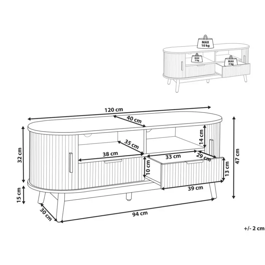 Tv Meubels-Leen Bakker SELAH - TV-meubel - Lichthout - MDF