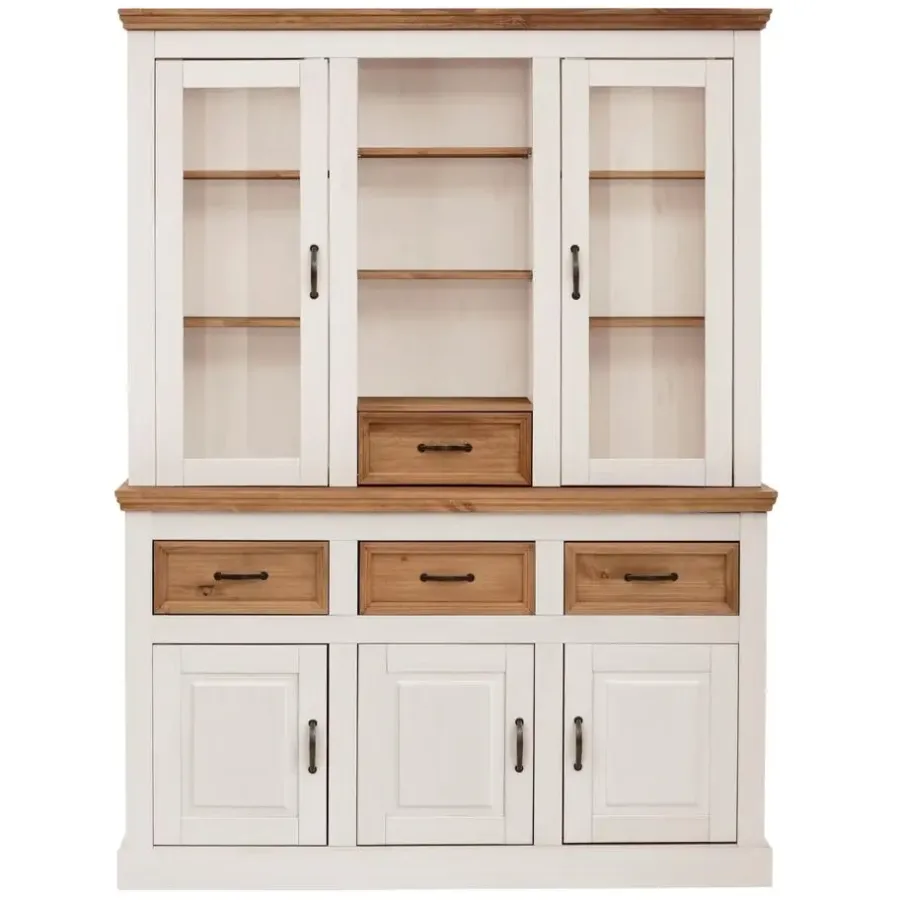 Buffetkasten-Loft24 Selma - Buffetkast met 5 deuren en 4 lades van grenen in wit