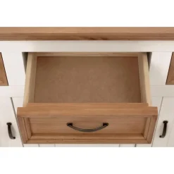 Buffetkasten-Loft24 Selma - Buffetkast met 5 deuren en 4 lades van grenen in wit