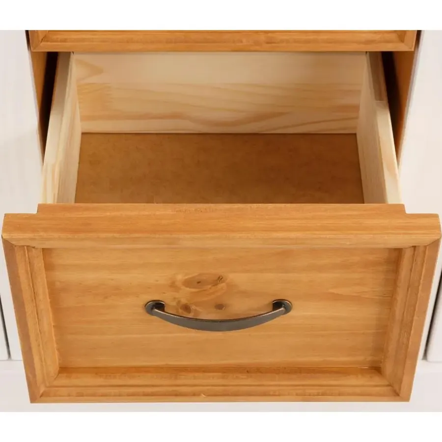 Buffetkasten-Loft24 Selma - Dressoir met 2 deuren en 3 laden in wit gebeitst grenen