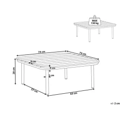Tuintafels-Beliani SENISE - Tuinsalontafel - Lichthout - 74 x 74 cm - Kunsthout