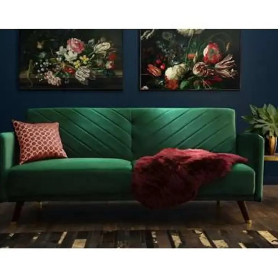 Slaapbanken|Slaapbanken-Beliani SENJA - Slaapbank 3-zits - Donkere houtkleur - Polyester