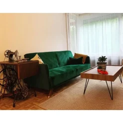 Slaapbanken|Slaapbanken-Beliani SENJA - Slaapbank 3-zits - Donkere houtkleur - Polyester