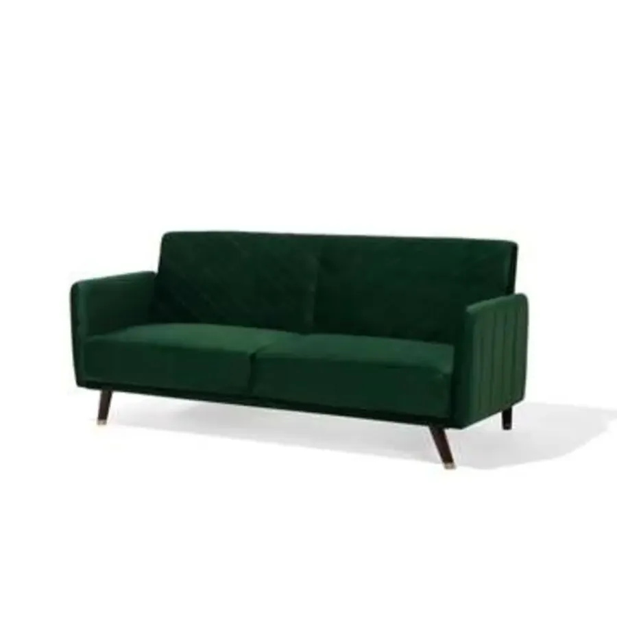 Slaapbanken|Slaapbanken-Beliani SENJA - Slaapbank 3-zits - Donkere houtkleur - Polyester