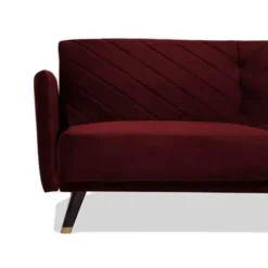 Slaapbanken|Slaapbanken-Beliani SENJA - Slaapbank 3-zits - Rood - Fluweel